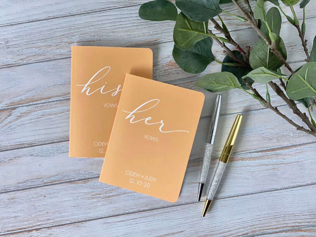 Personalized Simple Personalized Simple Tangelo Wedding Vow Books set of 2, Wedding ...