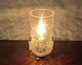NEUHAUS LEUCHTEN - Brass and beige painted metal Wall Lamp/Sconce - Clear cracked glass Shade and hanging Switch - Made in Germany - 1950s