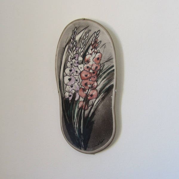 HELJA LIUKKO-SUNDSTROM - Arabia ceramic/porcelain large Floral Wall Plaque - Made in Finland - 1980s