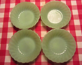 ANCHOR HOCKING - Petit bol à dessert vintage en jadeite, motif « Coquillage » - Fabriqué aux États-Unis - Années 1970