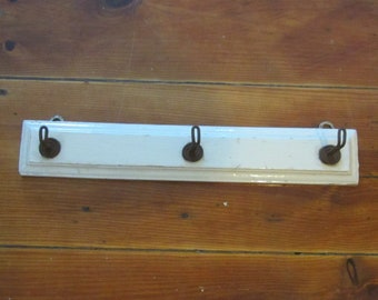 Portuguese Vintage - Shabby chic industrial style wall mounting Coat Rack with three Hooks - Made in the 1950s