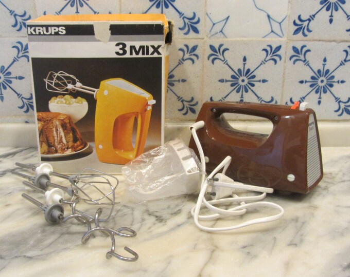 KRUPS 3 MIX Type 390 Original Brown Hand Mixer With Two Beaters, Two
