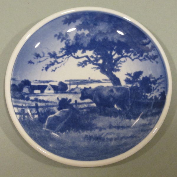 KAJ LANGE - Royal Copenhagen  - Minature faiance delft blue and white Collectors Plate - 64-2010 - Dansk Landskab - Made in Denmark - 1970s