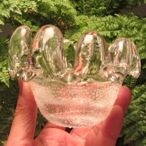 GORAN WARFF - Boda/Kosta Boda - Clear crystal Bowl/Candle Holder &quot;Sunflower&quot; - Made in Sweden - 1970s