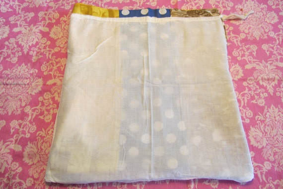 Drawstring bag - Vintage handmade patchwork fabri… - image 5
