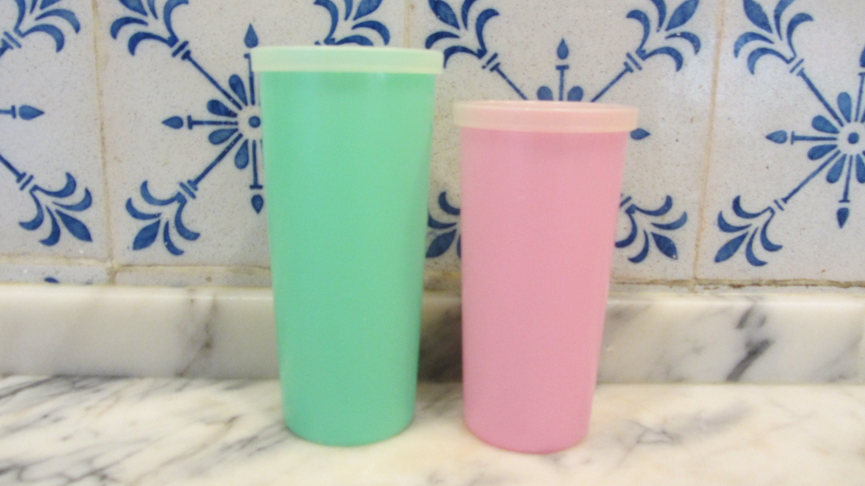 60s Set Of 3 Vintage Tupperware Tumbler Glasses Pastel By