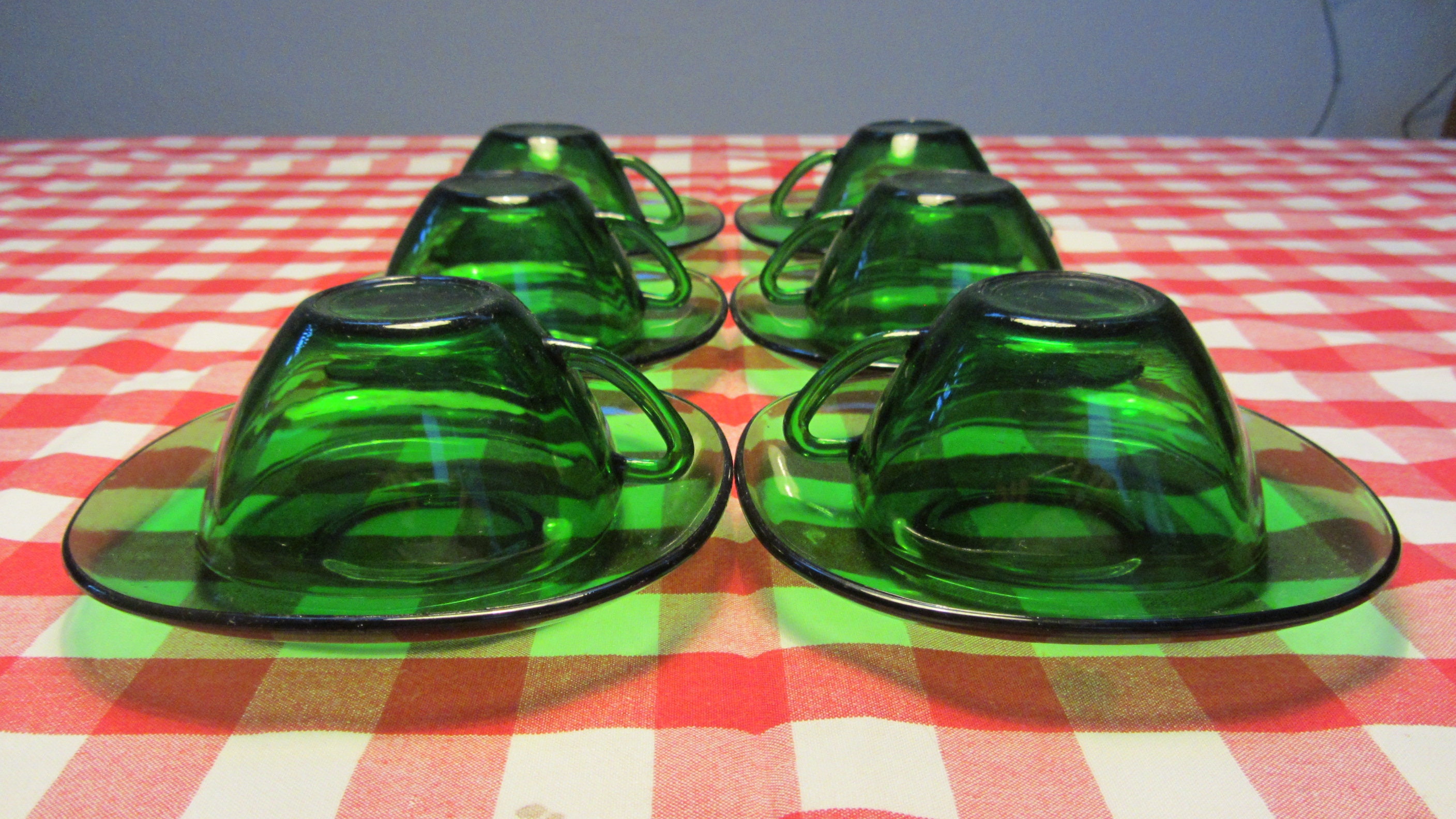 VERECO Set of Six Tempered Clear Glass Forest Green Tea Cups Etsy