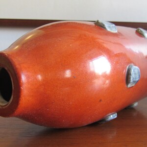 Mid-century Modern Porcelain Design Vase - Orange/redish Glossy Glaze ...