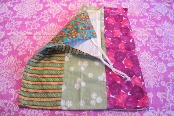 Drawstring bag - Vintage handmade patchwork fabri… - image 3