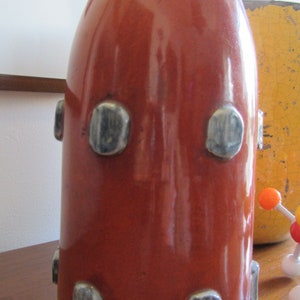 Mid-century Modern Porcelain Design Vase - Orange/redish Glossy Glaze ...