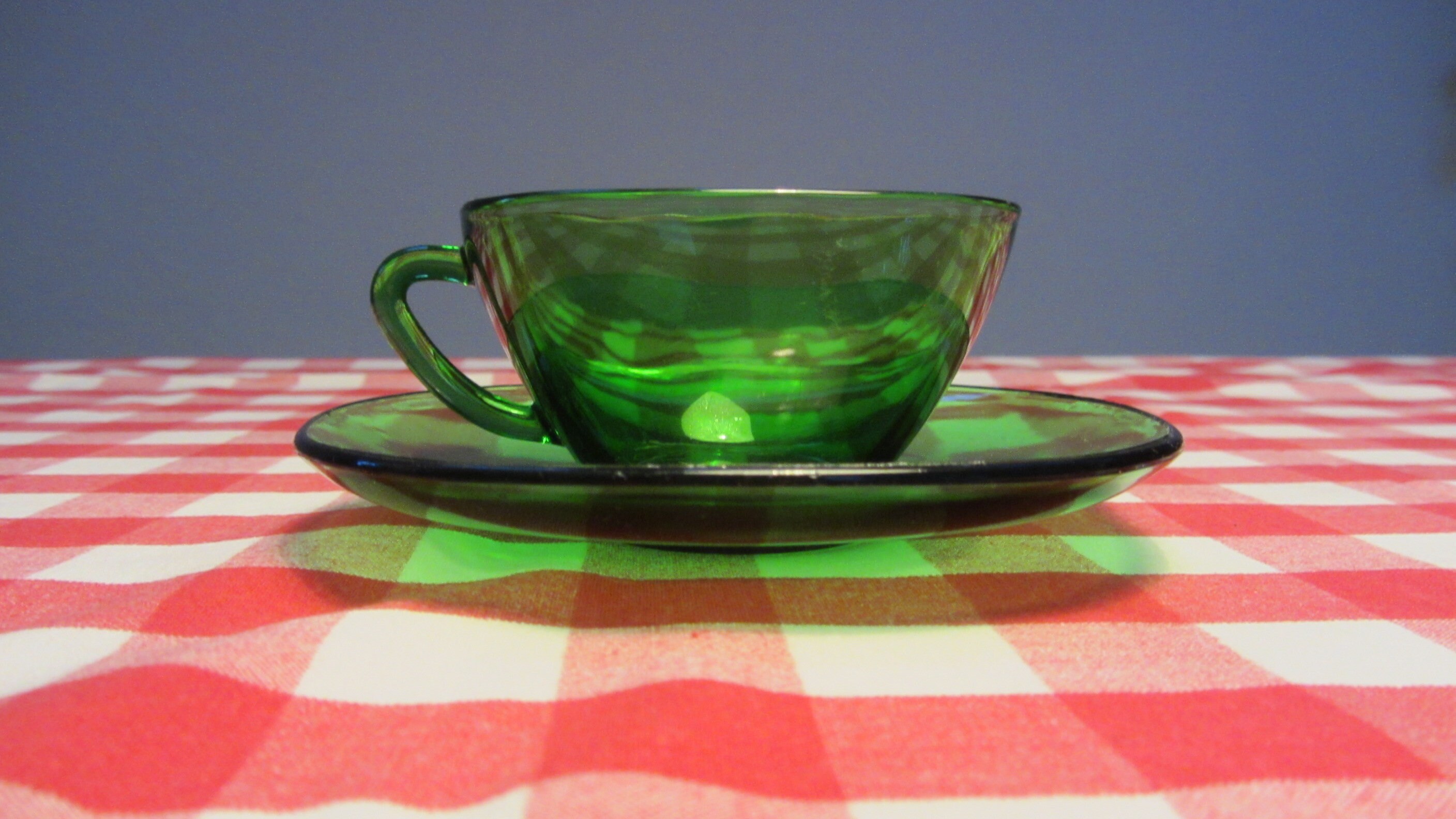 VERECO Set of Six Tempered Clear Glass Forest Green Tea Cups Etsy