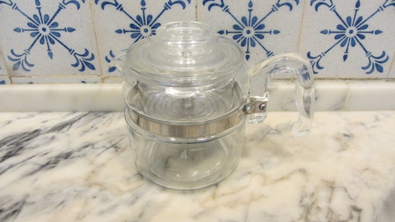 PYREX Flameware Complete Clear Glass 4 Cup Coffee Percolator 7754-B, With  Lid Cover 77-C and All Interior Parts Made in USA 1950s -  Finland