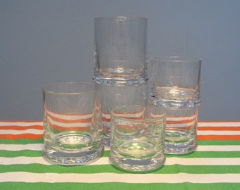 TIMO SARPANEVA - Iittala - Helminauha (String of Pearls) - Clear glass cocktail/aperitif tumblers - Made in Finland - 1960s