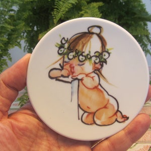 CHRISTEL MAROTT - Royal Copenhagen - Porcelain round small Plaquette - Zodiac motif VIRGO - Made in Denmark - 2000