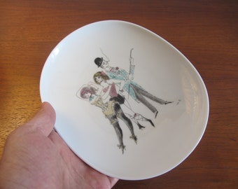 MIA LEDERER - "Hutschenreuther Selb" - Porcelain Plate/Bowl n.º 36 - "Moulin Rouge" handpainted design - Made in Bavaria, Germany - 1950s