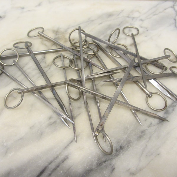 Set of twenty stainless steel Cocktail/Raclette/Buffet Picks with large rings on top - Made in the 1950s
