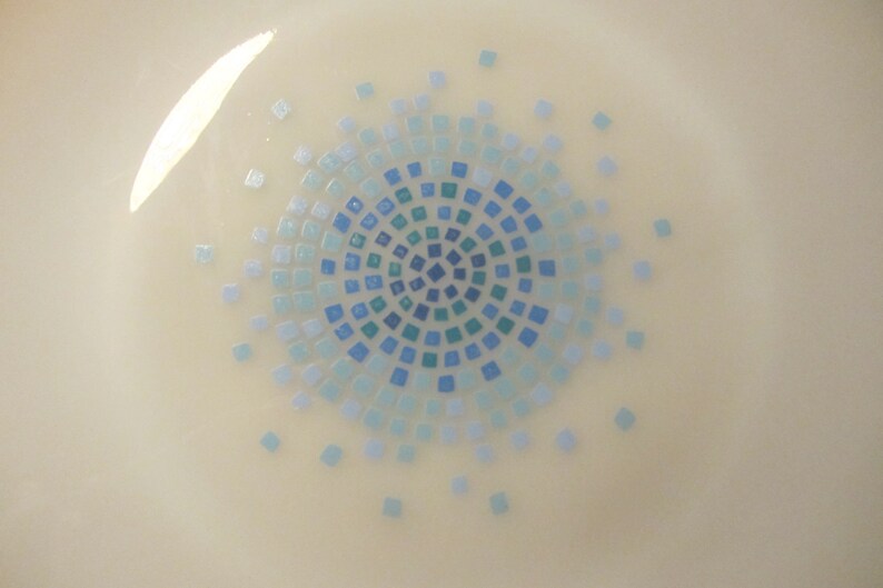 1960s ANCHOR HOCKING Fire King Made in USA Set of two Blue Mosaic milk glass Dinner Plates