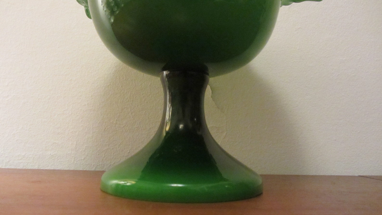 PORTUGUESE VINTAGE - Green Glass Pedestal Fruit Bowl - Duble Cased ...
