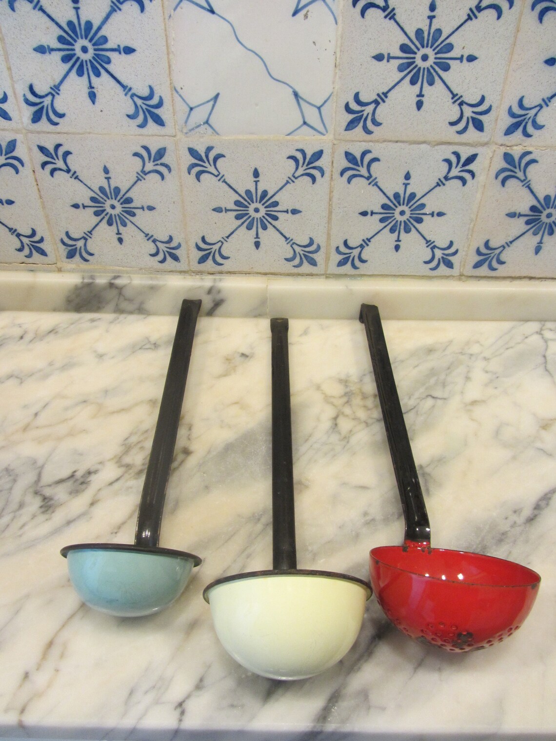 Portuguese Vintage Country Kitchen Soup Ladle Yellow Etsy