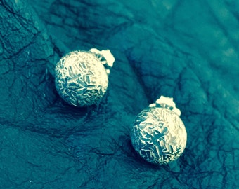 Asteroid earrings: Meteorite earrings, Silver Studs, Asteroid Jewelry, Textured Silver, Unique Stud Earrings, Unique Jewelry, Simple Studs