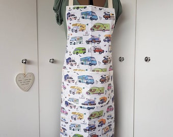 Cotton Motorhome / Campervan Apron (White and Grey)