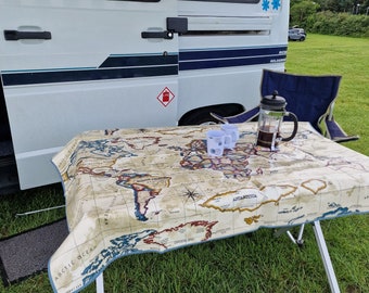 World Map Oilcloth Tablecloth