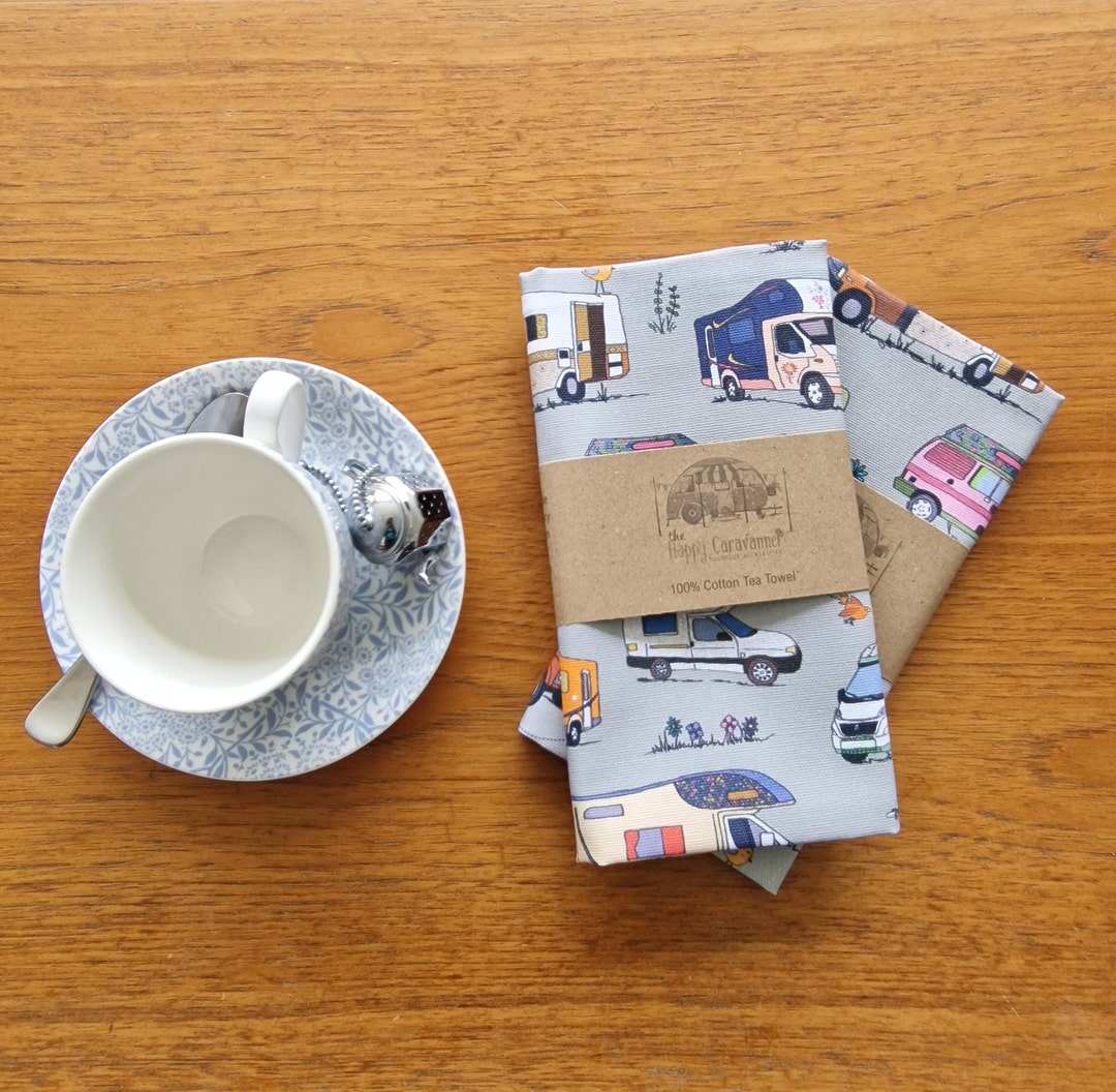 Motorhome Tea Towel grey Etsy UK
