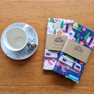 Caravan Tea Towel (Cream & Blue)