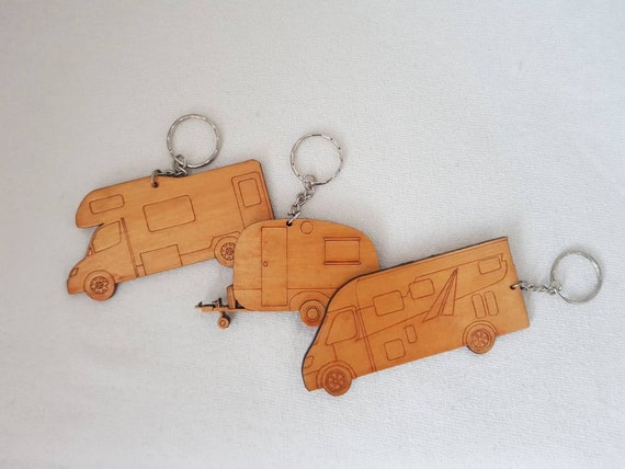 Birch wooden motorhome keyring, motorhome gift