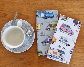 Motorhome Tea Towel (Grey & White)