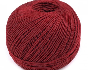SNEHURKA Rio Red Cotton Crochette Yarn 3 ply Cotton Threads 200 meters / 222 yds Handicratf, Art, DIY. Free Shipping.  Linen Hit
