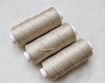 Linen Thread Natural Grey x 100 meters Set of 1/5/10 Spools Czech Linen Threads hand & machine quilting sewing craft lace jewelry