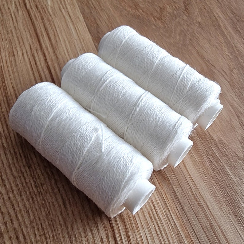 Set of Linen Thread 1/5/10 Ecru Spools x 100 meters Czech Linen Threads hand & machine quilting sewing craft lace jewelry zdjęcie 1