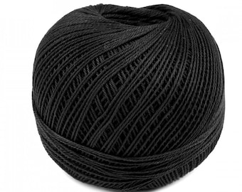 SNEHURKA Black Cotton Crochette Yarn 3 ply Cotton Threads 200 meters / 222 yds Handicratf, Art, DIY. Free Shipping.  Linen Hit