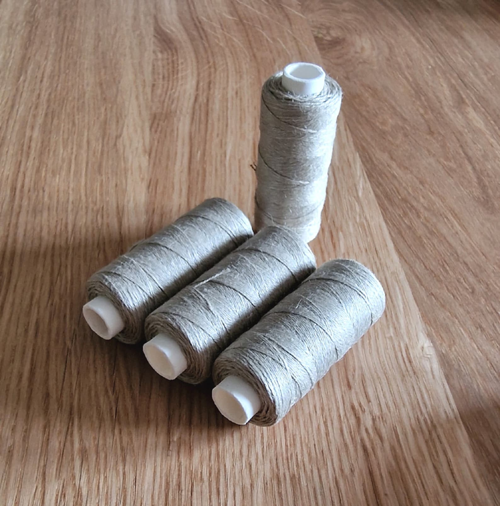 Linen Thread Natural Grey X 100 Meters Set of 1/5/10 Spools Czech Linen ...