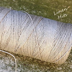 Linen Thread Linen Cord Exclusive 0,9 mm 3 ply Natural Grey Beige Flax Spool 130 m / 144 yards Linen Yarn Jewelry Embroidery Lace Linen Hit image 3