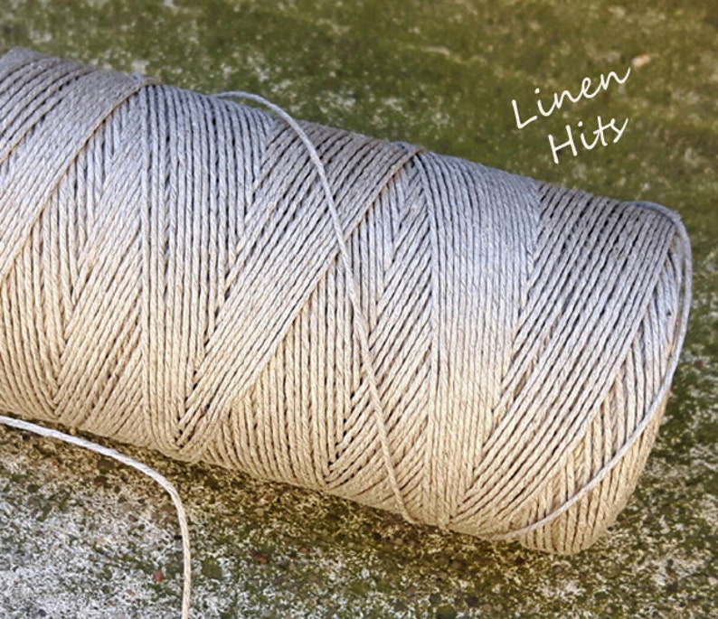 Linen Thread Linen Cord Exclusive 0,9 mm 3 ply Natural Grey Beige Flax Spool 130 m / 144 yards Linen Yarn Jewelry Embroidery Lace Linen Hit image 3