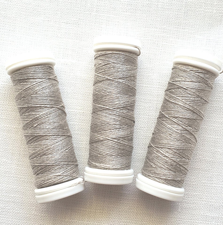 Natural Light Grey Linen Bobbin 70 m Each, Set of Linen Thread 1/5/10/20 Spools hand & machine quilting sewing craft lace jewelry Linen Hit