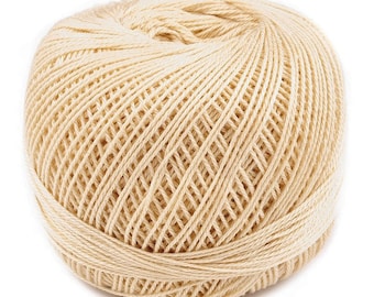 SNEHURKA Light Beige Cotton Crochette Yarn 3 ply Cotton Threads 200 meters / 222 yds Handicratf, Art, DIY. Free Shipping.  Linen Hit