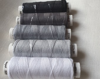 Five spools of Linen Thread Greys, hand & machine quilting sewing, craft, lace, jewelry, embroidery. Linen Hit