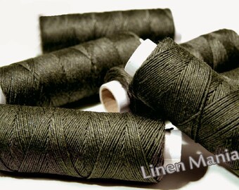 Set of Linen Thread Khaki 1/5/10/20 Spools hand & machine quilting sewing craft lace jewelry 100% linen Linen Hit