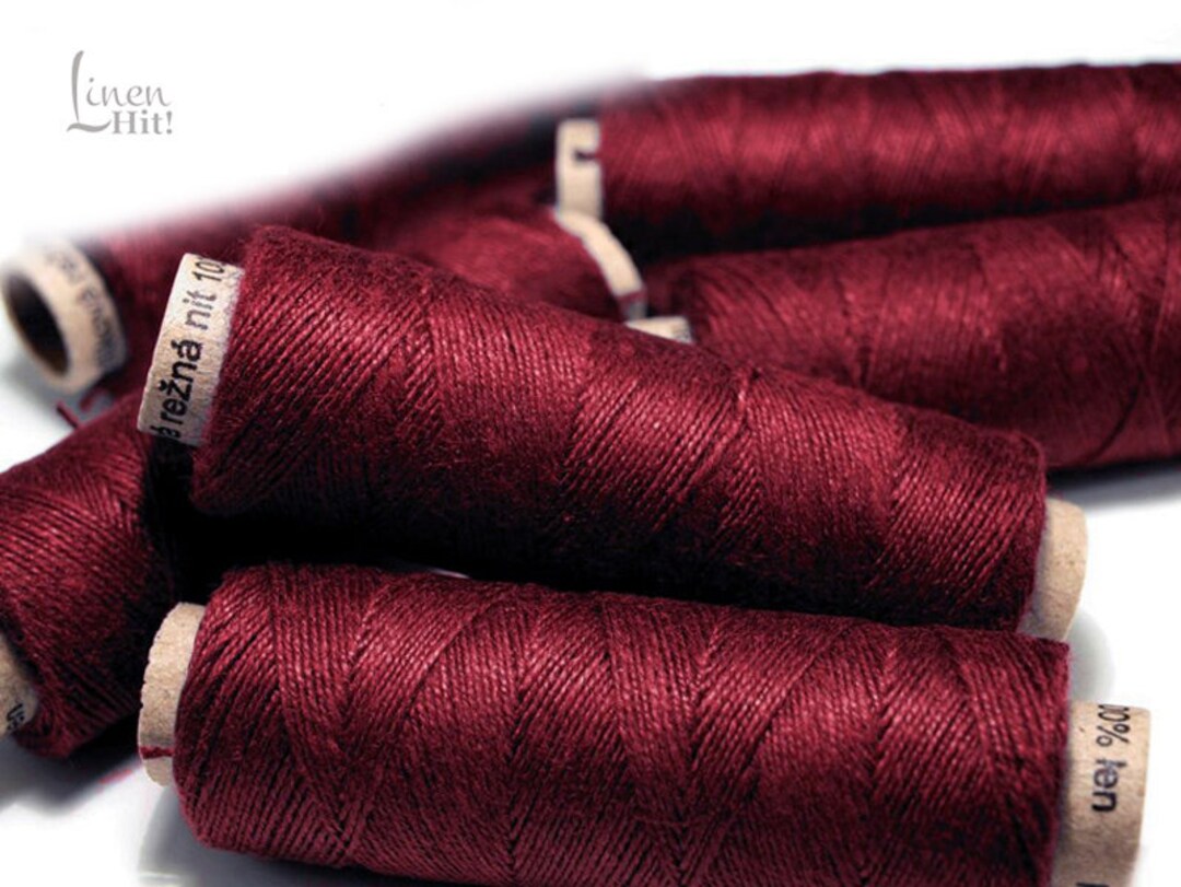 Set of Linen Thread 1/5/10/20 Claret Red / Dark Red Spools Hand ...