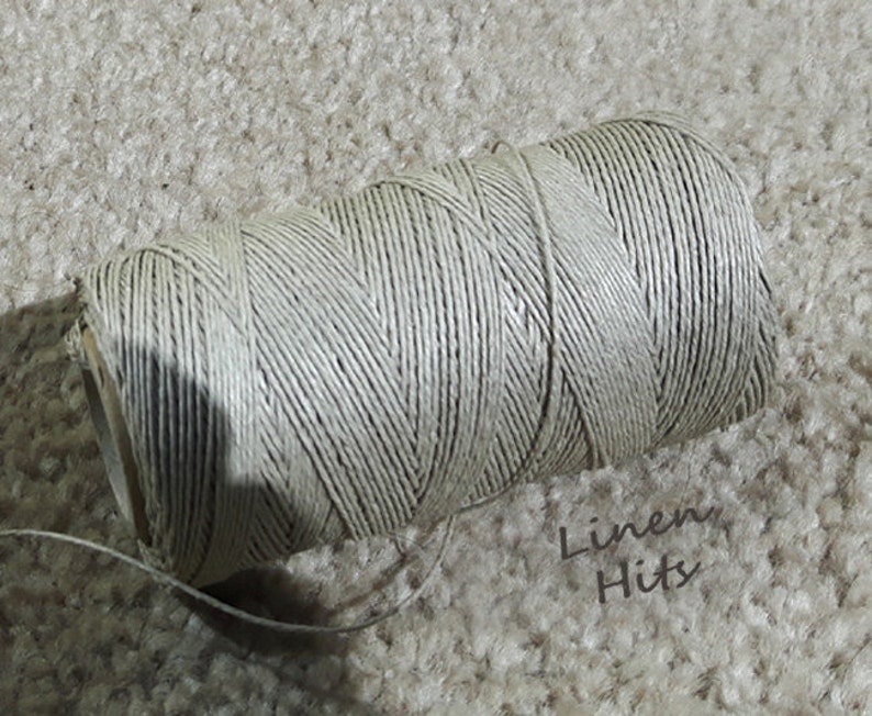 Linen Thread Linen Cord Exclusive 0,9 mm 3 ply Natural Grey Beige Flax Spool 130 m / 144 yards Linen Yarn Jewelry Embroidery Lace Linen Hit image 6