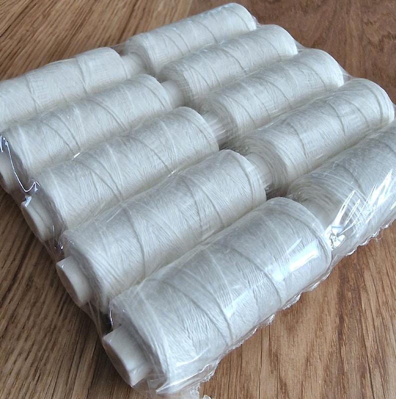 Set of Linen Thread 1/5/10 Ecru Spools x 100 meters Czech Linen Threads hand & machine quilting sewing craft lace jewelry zdjęcie 3