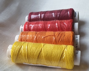 Four spools of Linen Threads - Autumn Colors hand & machine quilting sewing craft lace jewelry Linen Hit