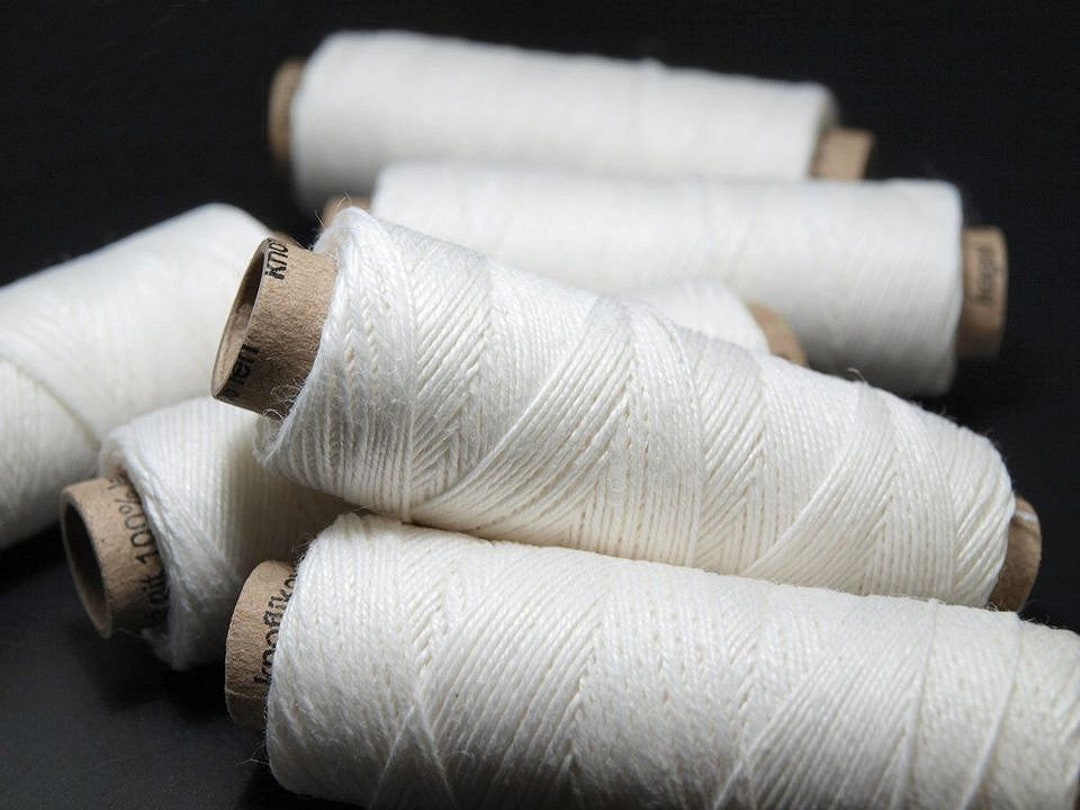 Set of Linen Thread 5/10/20 White Spools Hand & Machine Quilting Sewing ...