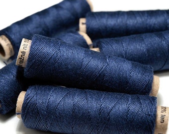 Set of Linen Thread 5/10/20 Navy Blue Spools hand & machine quilting sewing craft lace jewelry 100% linen