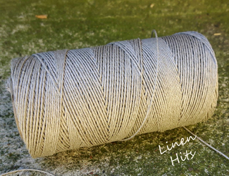 Linen Thread Linen Cord Exclusive 0,9 mm 3 ply Natural Grey Beige Flax Spool 130 m / 144 yards Linen Yarn Jewelry Embroidery Lace Linen Hit image 5
