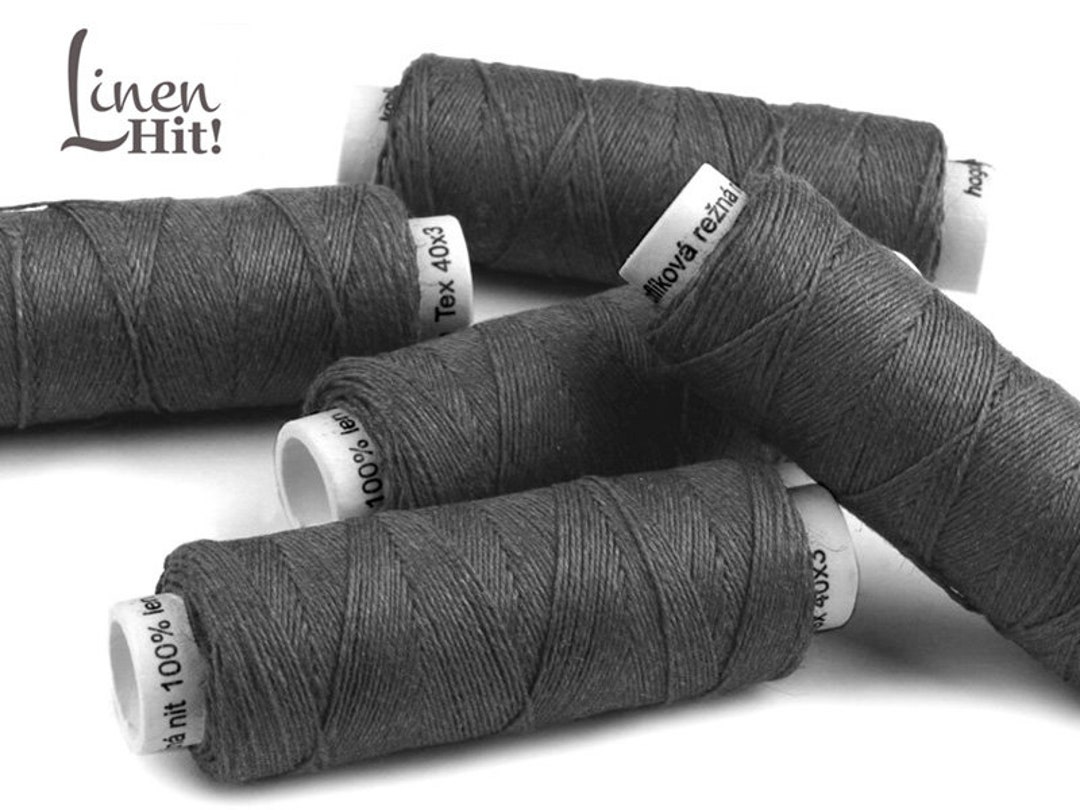 Set of Linen Thread 5/10/20 Dark Grey / Graphite Spools Hand & Machine