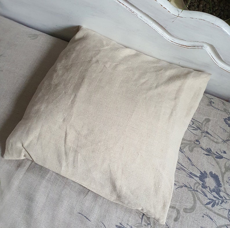 Hemp Pillow Cover Cream 40x40 cm / 16x16 Zipper Pillow Free Shipping, Minimal Textile Pillow Organic Hemp 100% Vegan Linen Hit zdjęcie 3